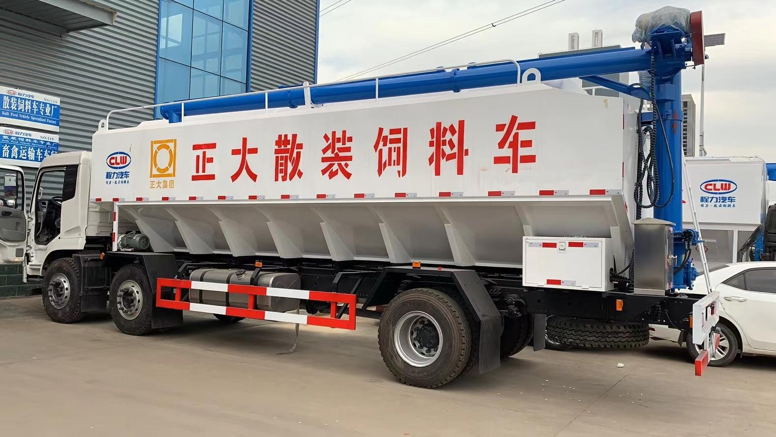 國(guó)六東風(fēng)天錦小三軸散裝飼料運(yùn)輸車-30方散裝飼料運(yùn)輸車